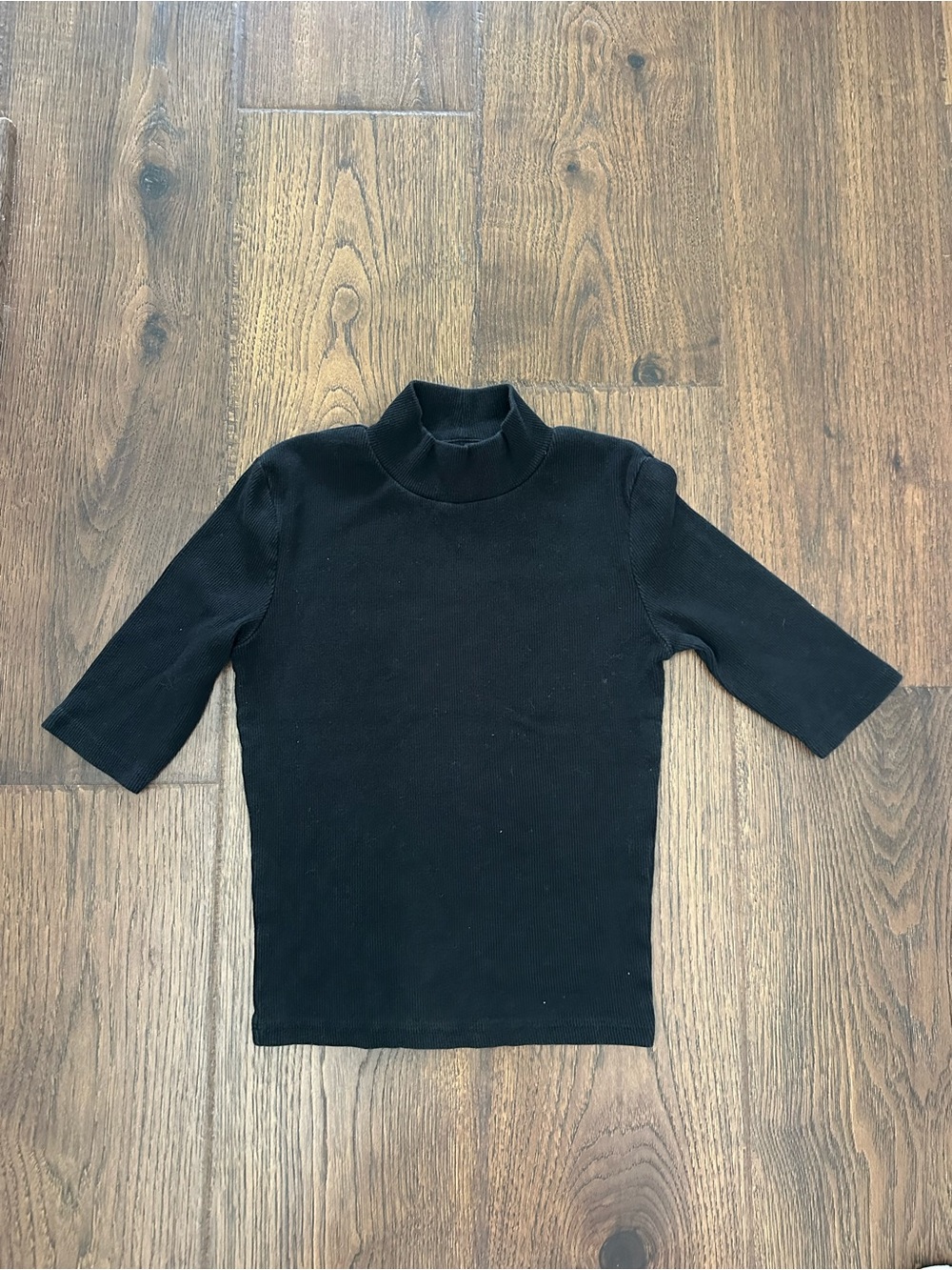 Zara Black Short-Sleeve Mock Neck Top